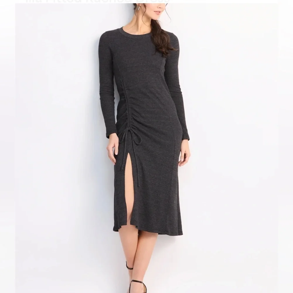 michael stars ruched dress Michael Stars Ruched Midi Dress